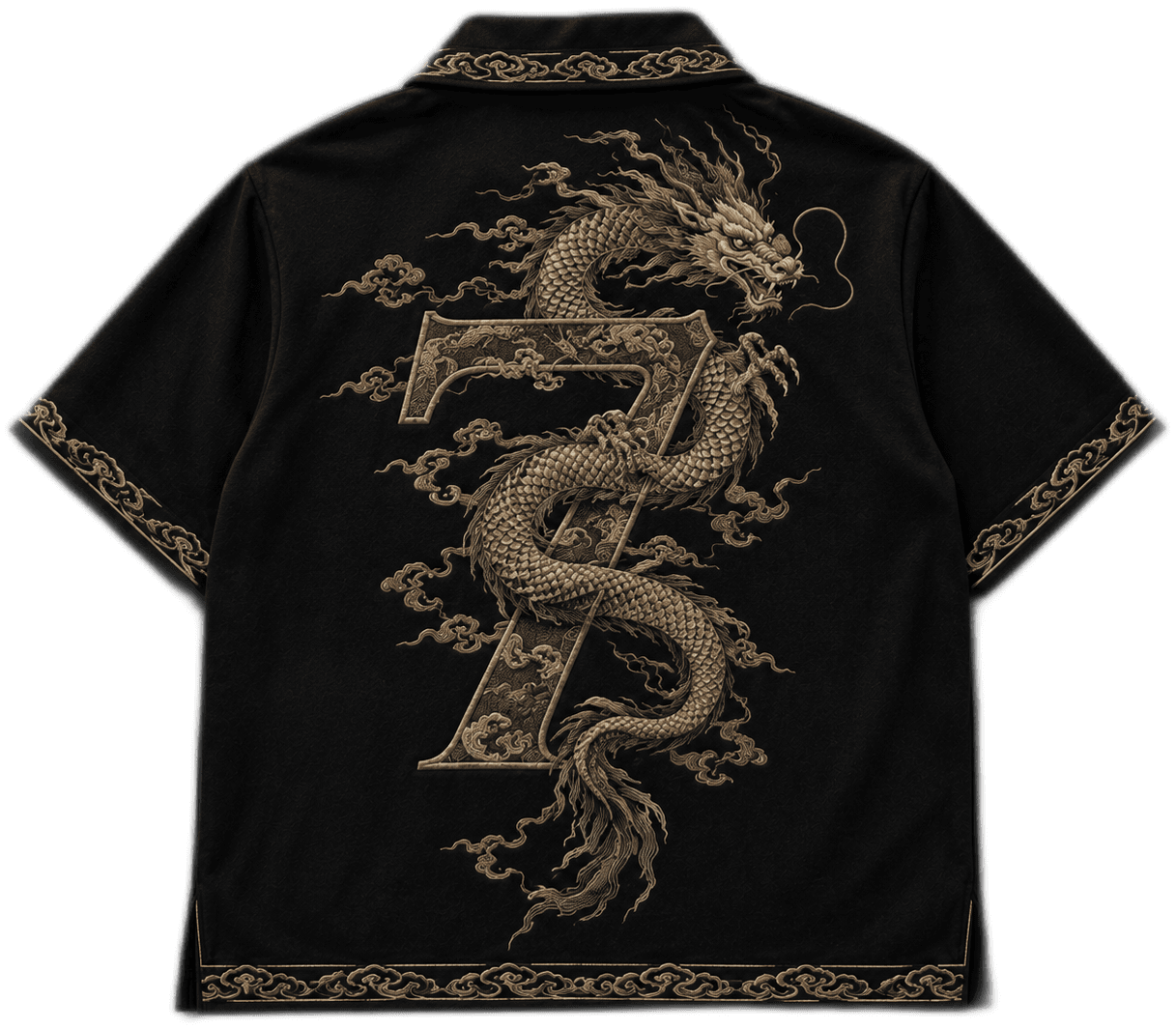 Black dragon polo, background removed