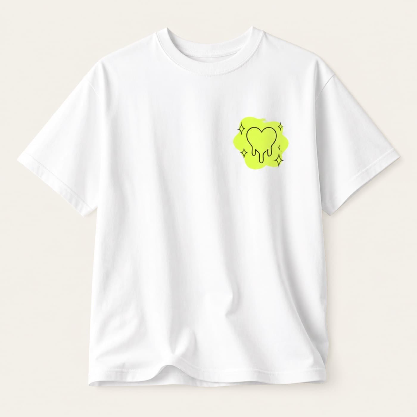 White classic tee with a lime abstract chest print